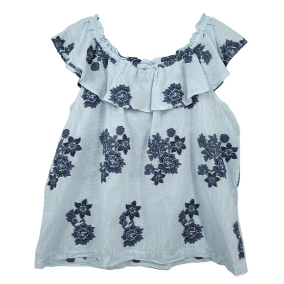 J. Jill XL Ocean Breeze Off the Shoulder Blue Floral Top - Picture 3 of 9